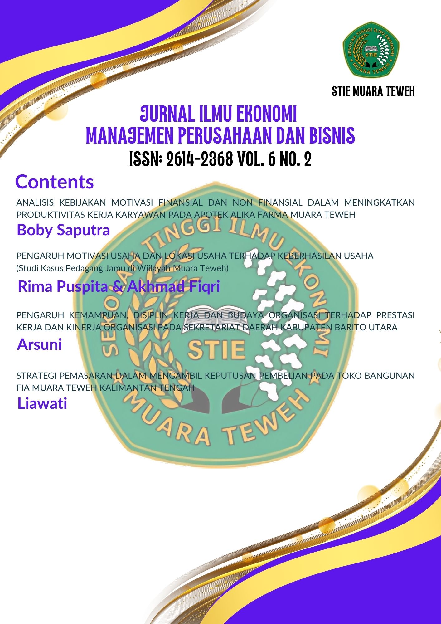 					View Vol. 6 No. 02 (2022): Jurnal Ilmu Ekonomi (Ilmu Manajemen) dan Bisnis
				